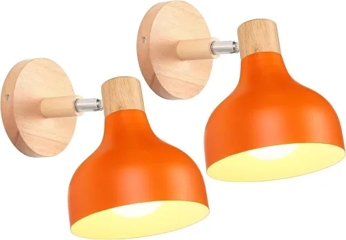 Vista 22 de Scandinavian Retro Dimmable E27 Wall Lamp for Bedroom Living Room Hallway Kitchen Indoor Lighting(Amarillo,1 Pieza)
