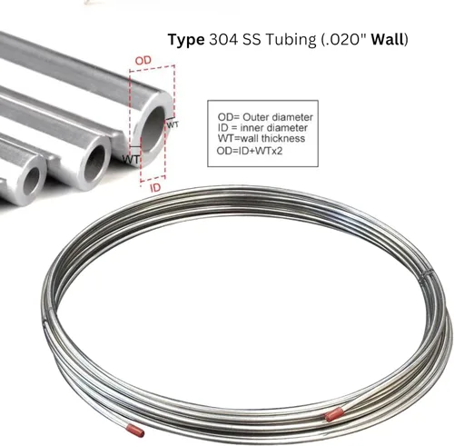 Vista 3 de Bobina de tubería de acero inoxidable de 3/8 "diámetro exterior x 50' - Tubería tipo 304 SS (pared de .020")