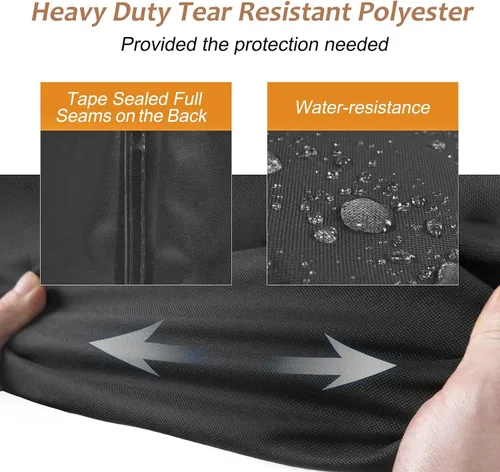Vista 2 de NettyPro Funda rectangular para mesa de patio, 105 x 75 pulgadas, impermeable, para mesa de comedor y silla, rectangular, color negro