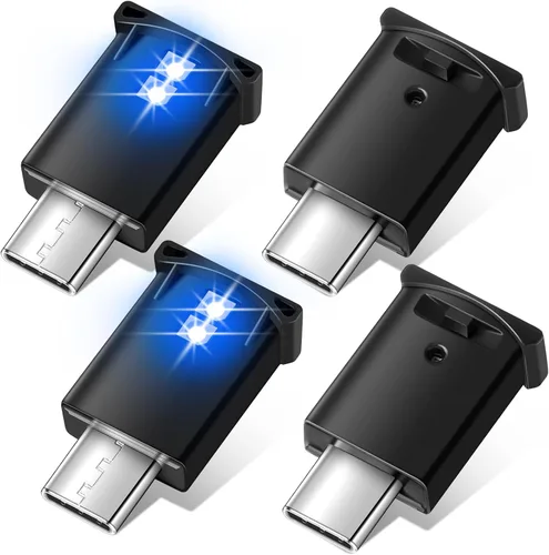 Vista 8 de Frienda 2 piezas de mini luz LED USB, iluminación interior LED para automóvil, 5 V, luz de ambiente USB inteligente, teclado para computadora