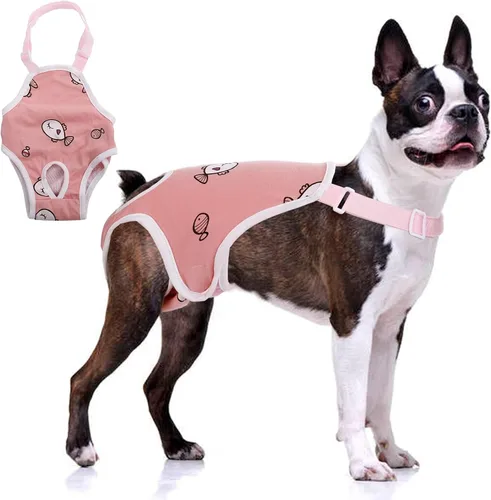 Vista 11 de QBLEEV Pañales para perras para hembra, lavables, sanitarios, con tirantes ajustables, pañales reutilizables para perros machos en celo, lindas