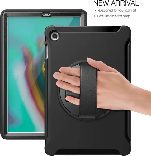Vista 8 de Dteck Funda para Galaxy Tab S5e 2019, resistente, de cuerpo completo, resistente, a prueba de golpes, con correa de mano giratoria para tableta