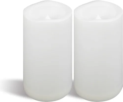 Vista 12 de CANDLE CHOICE Velas impermeables sin llama para exteriores, funcionan con pilas, con temporizador, gran resina plástica brillante, parpadeante