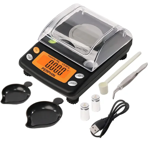 Vista 8 de Milligram Scale, Dual Powered, Large Display, mg Scale, Adjustable Feet, 50g x 0.001g -Green, Digital Powder Scale, Level Bubble, Accurate and