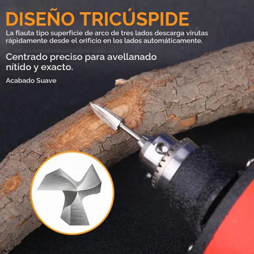Vista 5 de Brocas de tallado de madera para herramienta giratoria Dremel, 5 piezas de accesorios de taladro de grabado, herramienta de tallado de madera