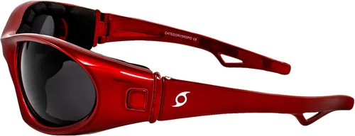 Vista 7 de Hurricane Eyewear 2 pares de gafas de sol híbridas para esquí acuático y acuático de categoría 5 marcos negros con lentes de espejo azul rojo