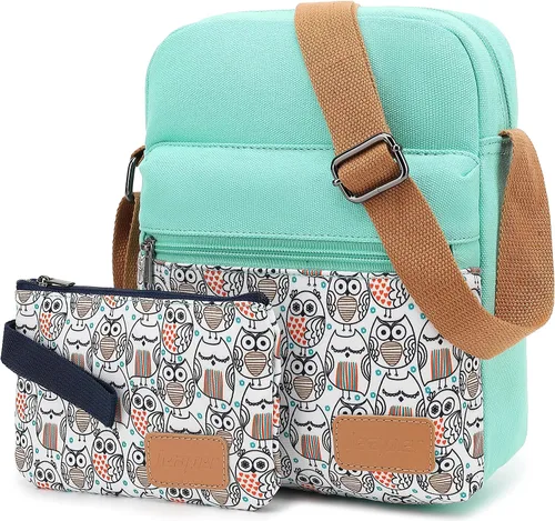 Vista 2 de Leaper - Juego de estuche y cartera bandolera de lona para niñas y mujeres