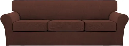 Vista 83 de Turquoize 2 fundas para sillas de sala de estar, funda de sofá con fundas de cojín individuales, funda de muebles para sillas (silla, beige biscotti)