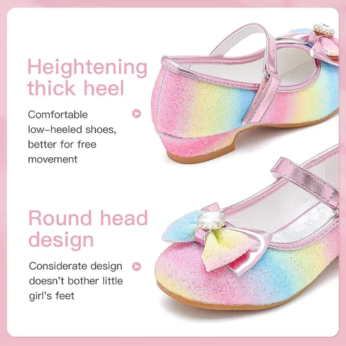 Vista 3 de Furdeour Girls Dress Shoes Mary Jane Wedding Flower Bridesmaids Heels Glitter Princess Shoes for Kids Toddler