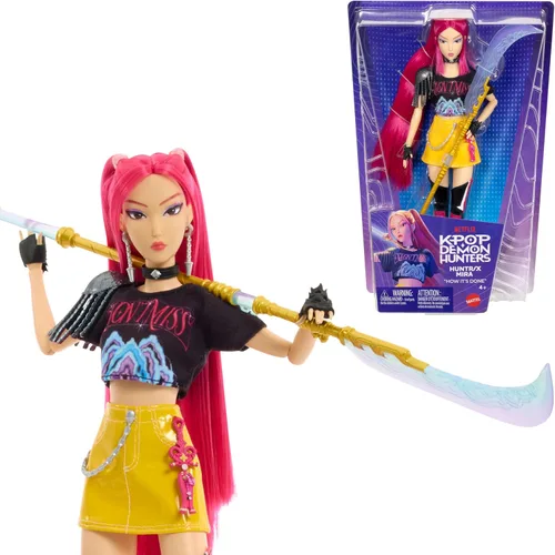 Vista 9 de Mattel Kpop Demon Hunters Saja Boys Jinu Fashion Doll con aspecto de rendimiento "Soda Pop" con 2 accesorios, inspirado en la película