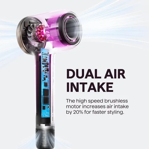 Vista 4 de Secador de pelo, Wavytalk Turblow Pro secador de pelo de secado rápido con difusor, secador de pelo de alta velocidad con 110,000 RPM, iones