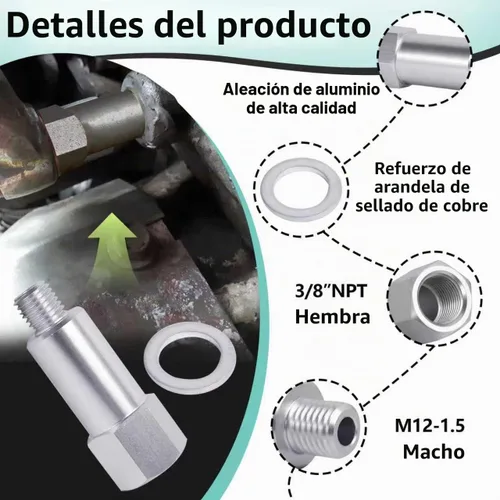 Vista 4 de Adaptador de sensor de temperatura de agua refrigerante de 2 piezas