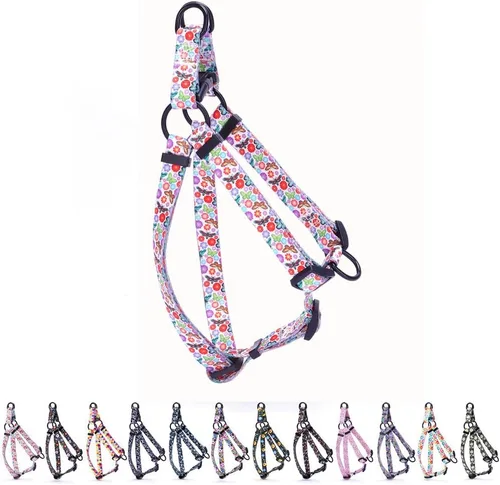 Vista 16 de Arnés para perro hembra, bonito patrón geométrico de triángulos geométricos, hebilla de liberación rápida, cuello halter ajustable para perros