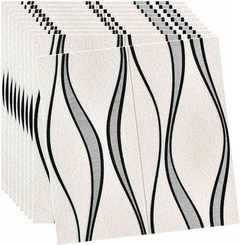 Vista 8 de 10 paneles de pared 3D para despegar y pegar, grueso diseño estéreo 3D anticolisión, autoadhesivo, impermeable, paneles de ladrillo sintético