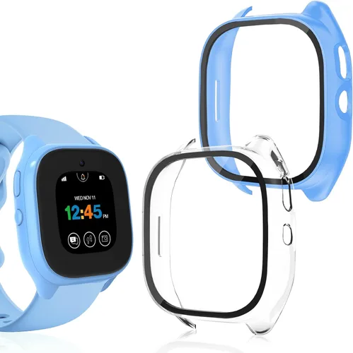 Vista 9 de Paquete de 2 fundas compatibles con Verizon Gizmo Watch 3, protector de pantalla de policarbonato duro de policarbonato integrado, protector