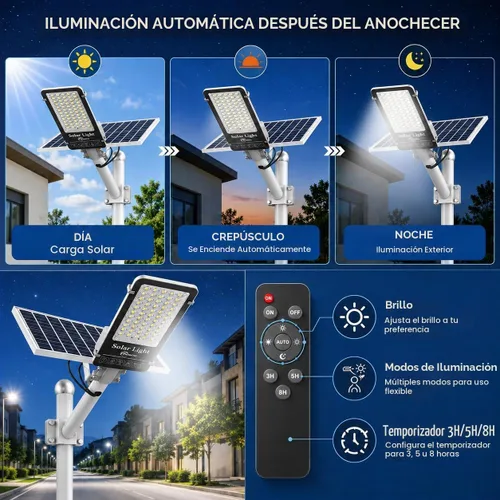 Vista 5 de Luz de calle solar de WYWNA, IP66 impermeable luces solares comerciales al