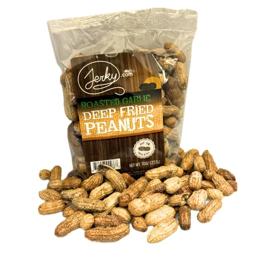 Vista 15 de Jerky.com Paquete de 3 muestras de cacahuetes fritos en cáscara, sabores gourmet que incluyen salado, ajo asado, picante picante, cacahuetes