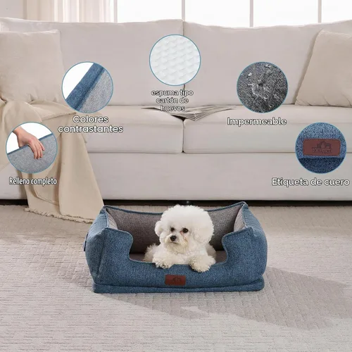Vista 6 de Hollypet Cama Ortopédica Rectangular para Perros para Perros Pequeños, Camas para Mascotas de Espuma Egg-Crate de Soporte con Cubierta Impermeable