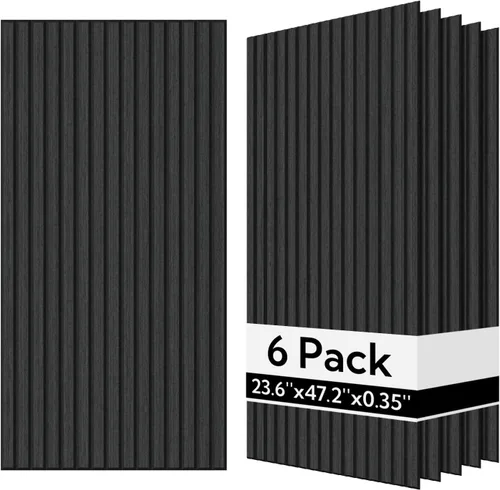 Vista 12 de Olanglab Paneles de pared acústicos de chapa de madera, paquete de 6, paneles de pared absorbentes de sonido de 23.6 x 47.2 pulgadas para decoración