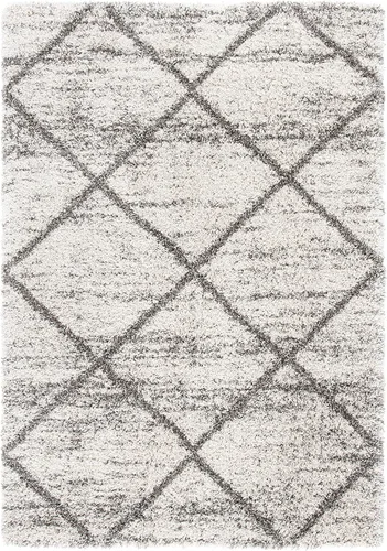 Vista 33 de SAFAVIEH Hudson Shag Collection - Alfombra decorativa de 2 x 3 pies, color beige y marfil, diseño moderno de enrejado, no desprende pelusa