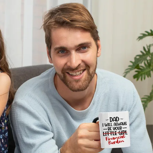 Vista 7 de Veracco Taza de café de cerámica con texto en inglés "Dad I will Always Be Your Little Girl" Financial Burden Financial Burden, taza para el mejor