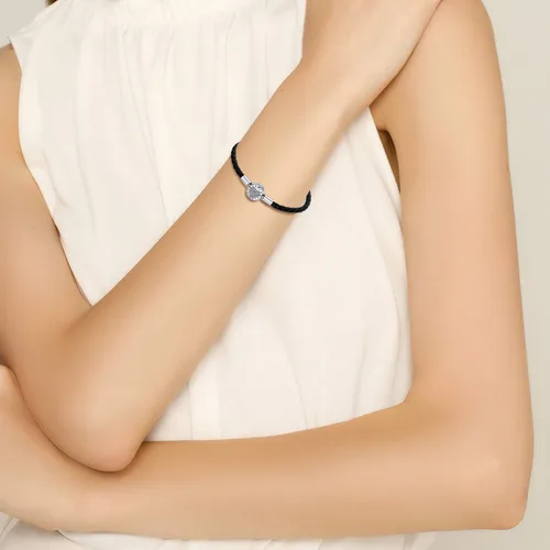 Vista 2 de LONAGO - Pulsera de plata de ley 925 con dije y cierre de barril y cadena de serpiente, compatible con dijes Pandora, regalo de cumpleaños para mujer