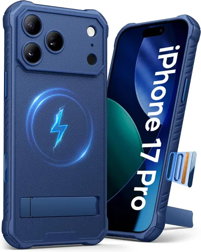 Vista 22 de Funda para iPhone 17 Pro, compatible con MagSafe, soporte integrado y botón de captura de control de cámara, protección de grado militar, funda