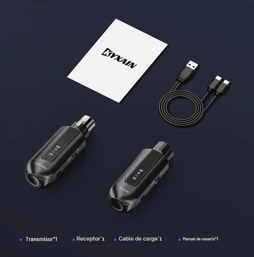 Vista 8 de Receptor transmisor de micrófono inalámbrico de 2.4 GHz, adaptador de micrófono inalámbrico, receptor transmisor XLR recargable para mezclador