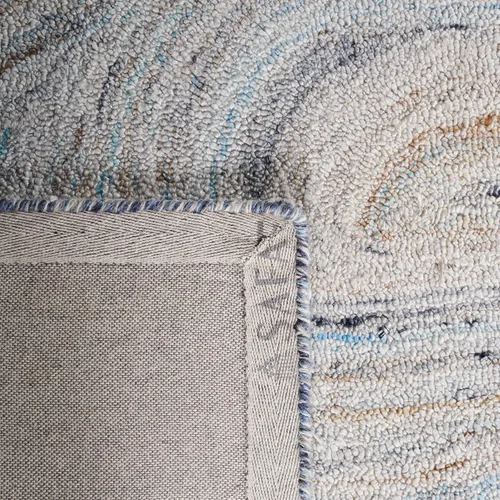 Vista 6 de SAFAVIEH Abstract Collection - Alfombra de pasillo, 2 pies 3 pulgadas x 8 pies, beige y azul, lana hecha a mano, ideal para zonas de alto tráfico