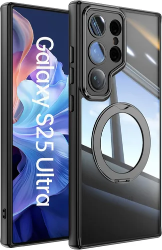 Vista 48 de 【Soporte magnético giratorio de 360°】 Funda para Google Pixel 9 【Compatible con MagSafe y Pixelsnap】 Funda con soporte de anillo 【Cristal Negro