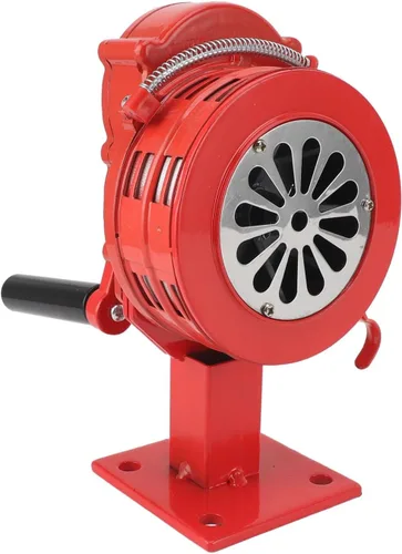 Vista 6 de Keenso Adjustable Volume Hand Crank Siren 110dB Loud Alarm for Emergency, Portable Siren for Outdoor Use (Red)