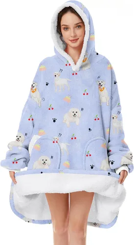 Vista 33 de Zando Manta con Capucha Ponible Manta para Niños y Adultos Manta Cómoda con Capucha Sudadera de Gran Tamaño Sherpa Forro Polar