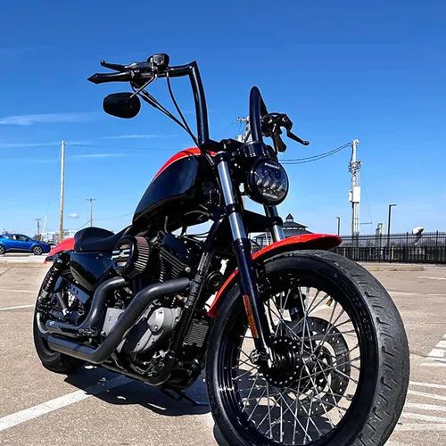 Vista 2 de Mofun Manillares Ape con Elevación de 12 pulgadas, manillares de abrazadera de 1 pulgada, barras gruesas de 1.5 pulgadas compatibles con Harley