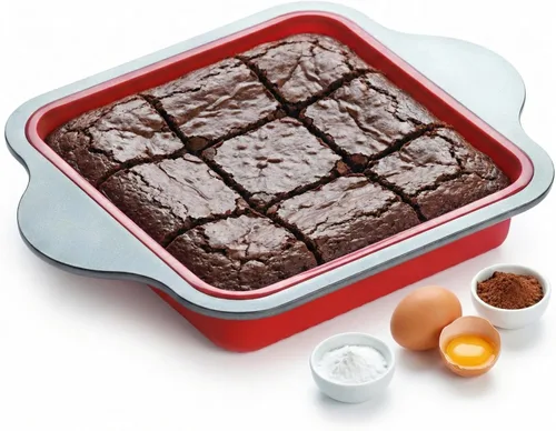 Vista 8 de Boxiki Kitchen Molde para Pastel Redondo de Silicona Antiadherente de 9 Pulgadas con Asas de Marco de Acero - Perfecto para Hornear Deliciosos