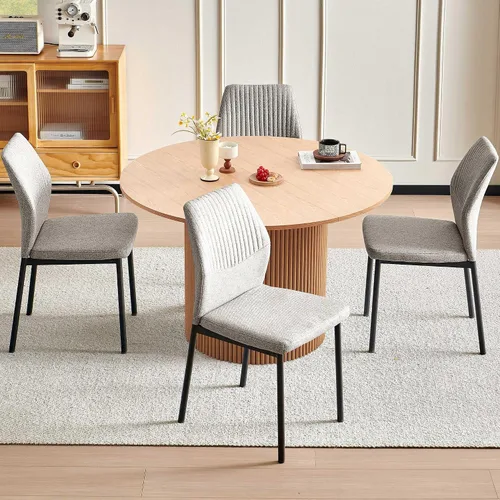 Vista 15 de Juego de 2 sillas de comedor de piel sintética marrón, cómodas sillas de cocina tapizadas sin brazos con patas de metal negro para sala de estar