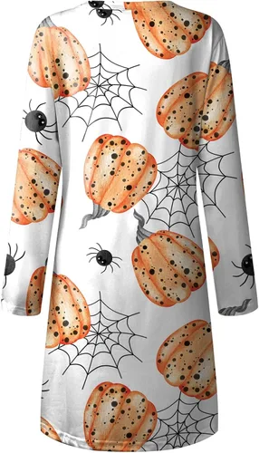 Vista 4 de Vestido de Halloween con estampado casual de manga larga para mujer