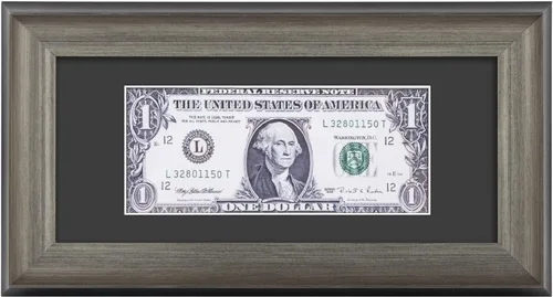 Vista 9 de Marco de billetes de dólar de 4 x 9 con paspartú, soporte de caballete para colgar de mesa o anillo en D, montaje en pared (negro/plateado, 1 unidad)