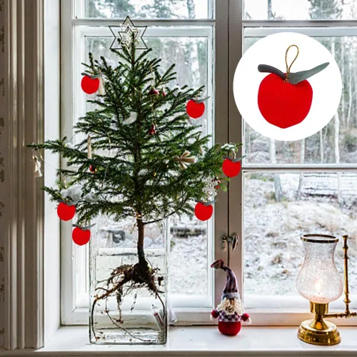 Vista 7 de WEBEEDY 36 piezas de adornos colgantes para árbol de Navidad pequeños y rojos sin manzanas para árbol de Navidad, manzanas, accesorios de fotos