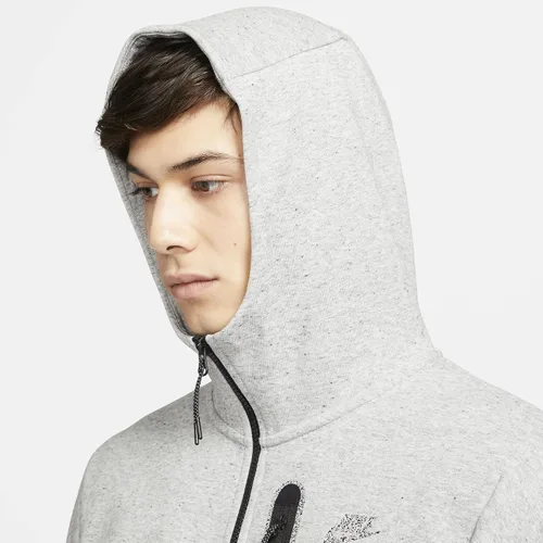Vista 4 de Nike Sportswear Tech - Sudadera con capucha de forro polar con cremallera completa, Negro Gris