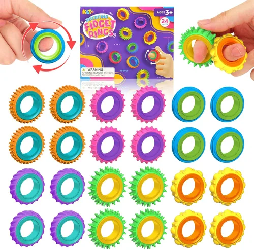 Vista 7 de Anillos sensoriales para inquietos para niños: paquete de 12 anillos giratorios - Juguetes de textura para el estrés de niños con autismo, calmantes