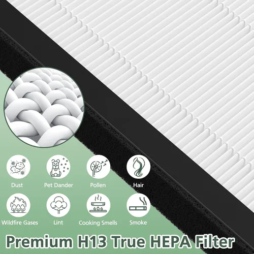 Vista 4 de Filtros de repuesto HEPA 9000 de ProHEPA compatibles con VEVA ProHEPA 9000 Air Pur ifiers, 2 filtros HEPA + 8 filtros de carbón activado