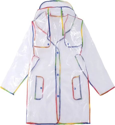Vista 2 de Hiheart Impermeable unisex de EVA con capucha para niños, transparente, con borde
