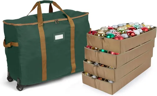 Vista 72 de Covermates Keepsakes Bolsa de almacenamiento ajustable para adornos, con asas de transporte, protección acolchada, ruedas dobles, almacenamiento
