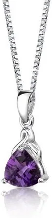 Vista 3 de Peora Collar con colgante de gota solitario de amatista para mujer, plata de ley 925, piedra preciosa natural, 1.50 quilates de corte trillón