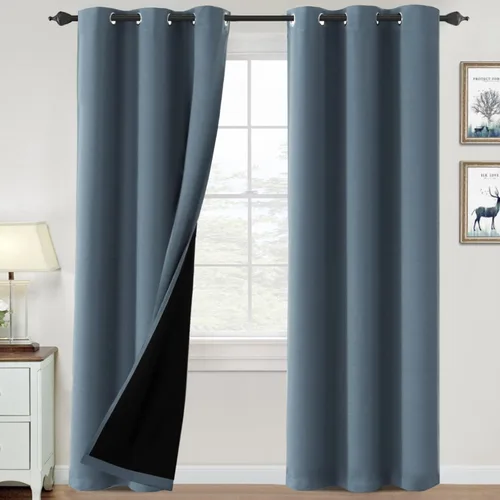Vista 54 de H.VERSAILTEX Cortinas 100% de opacidad para dormitorio, con aislamiento térmico, cortinas opacas de 63 pulgadas de largo, cortinas de bloqueo