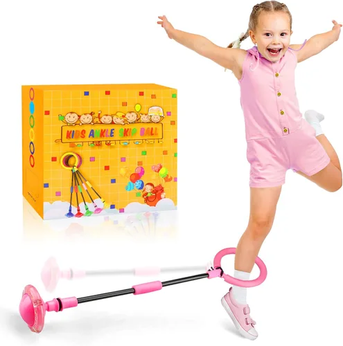 Vista 10 de Chridark Pelota de Salto de Tobillo para Niños - Pelota de Salto Plegable con Rueda Luminosa, Juguetes de Juego al Aire Libre para Niños y Adultos