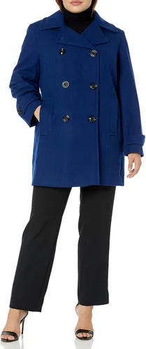 Vista 12 de Anne Klein Abrigo clásico de lana con doble botonadura para mujer Negro