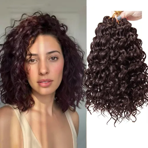 Vista 23 de GoGo Curl Crochet Hair 18 pulgadas onda de agua pelo sintético bohemio ganchillo trenzado jengibre onda profunda extensiones de cabello trenzado