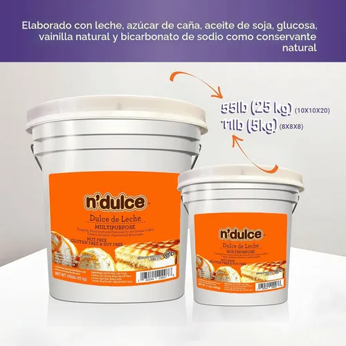 Vista 3 de N'Dulce Dulce de Leche Multiusos Caramelo para café, leche de caramelo, combínalo con café, postres, galletas y helado - 11 libras
