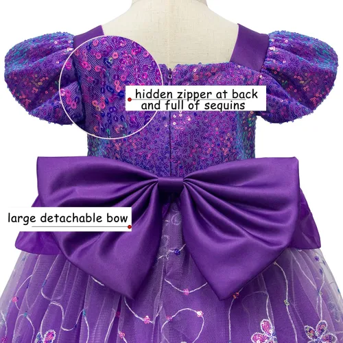 Vista 3 de VORLITS Disfraz de princesa para niñas, disfraz de cosplay, Halloween, Navidad, fiesta de disfraces